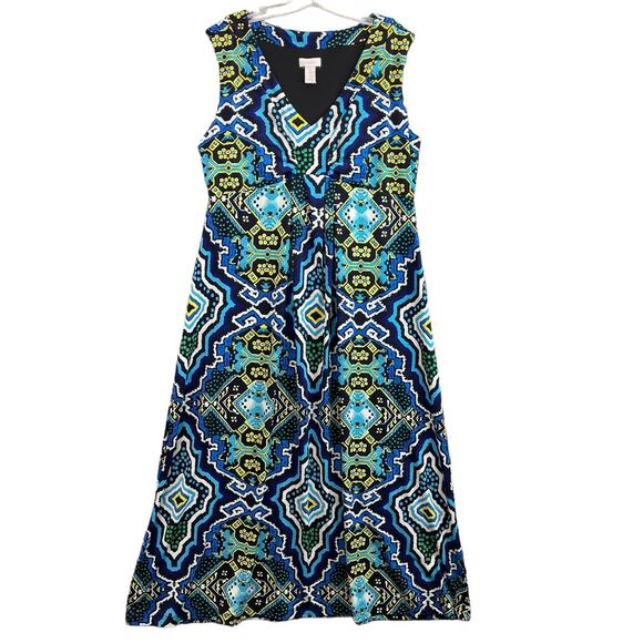 Chico's Women's Dress Size 1 Abstract Printed Maxi - Picture 3 of 11